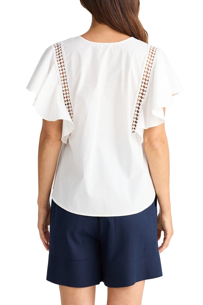 Marcia Flutter Sleeve Cotton Poplin Shirt, Alternate, color, WHITE