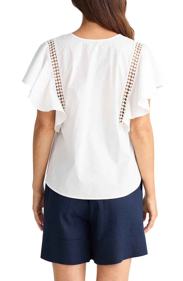 Brave+True Marcia Flutter Sleeve Cotton Poplin Shirt, Alternate, color, White