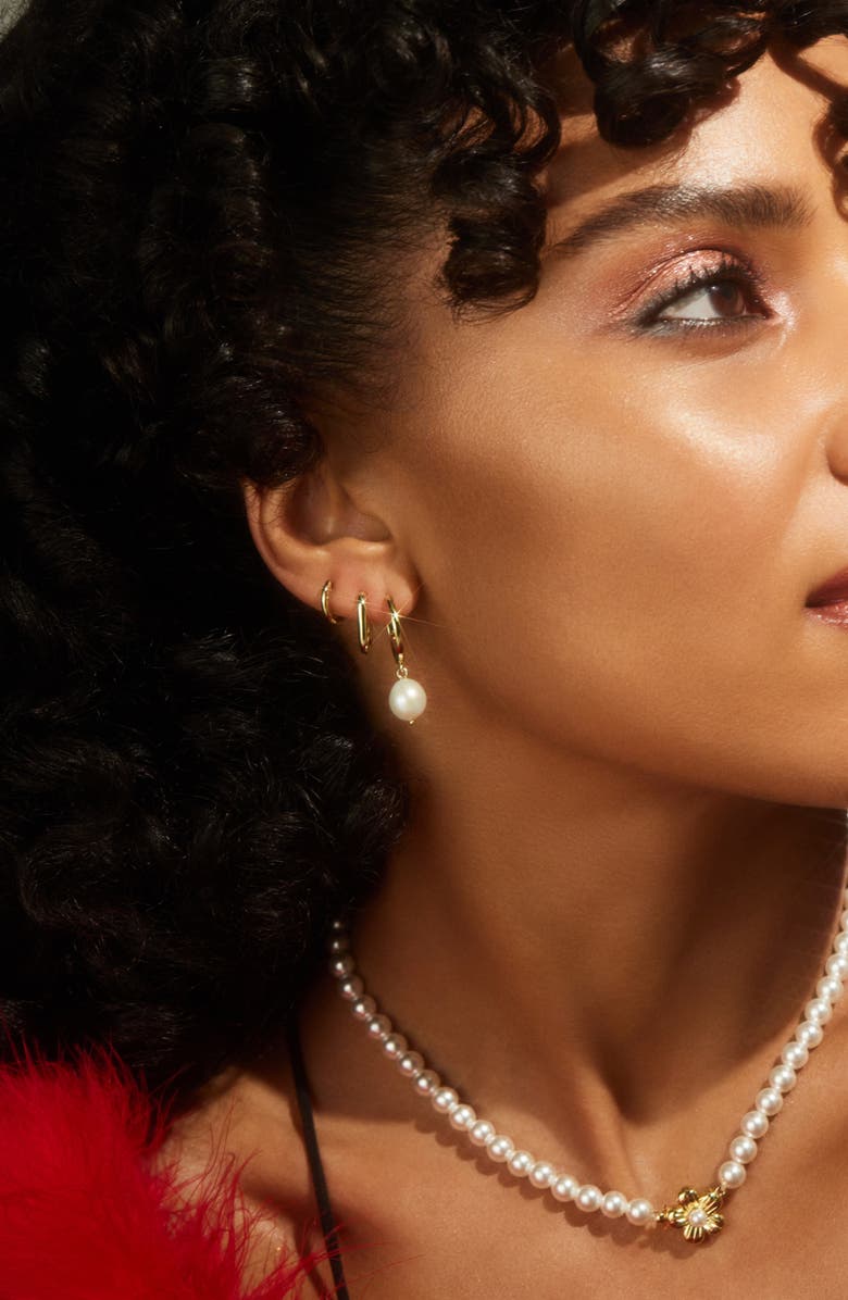 Ana Luisa Pearl Hoops - Medium Frida, Alternate, color,