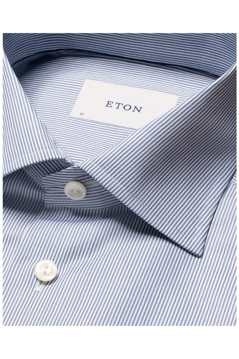 Contemporary Fit Pinstripe Cotton Twill Dress Shirt, Alternate, color, MEDIUM BLUE