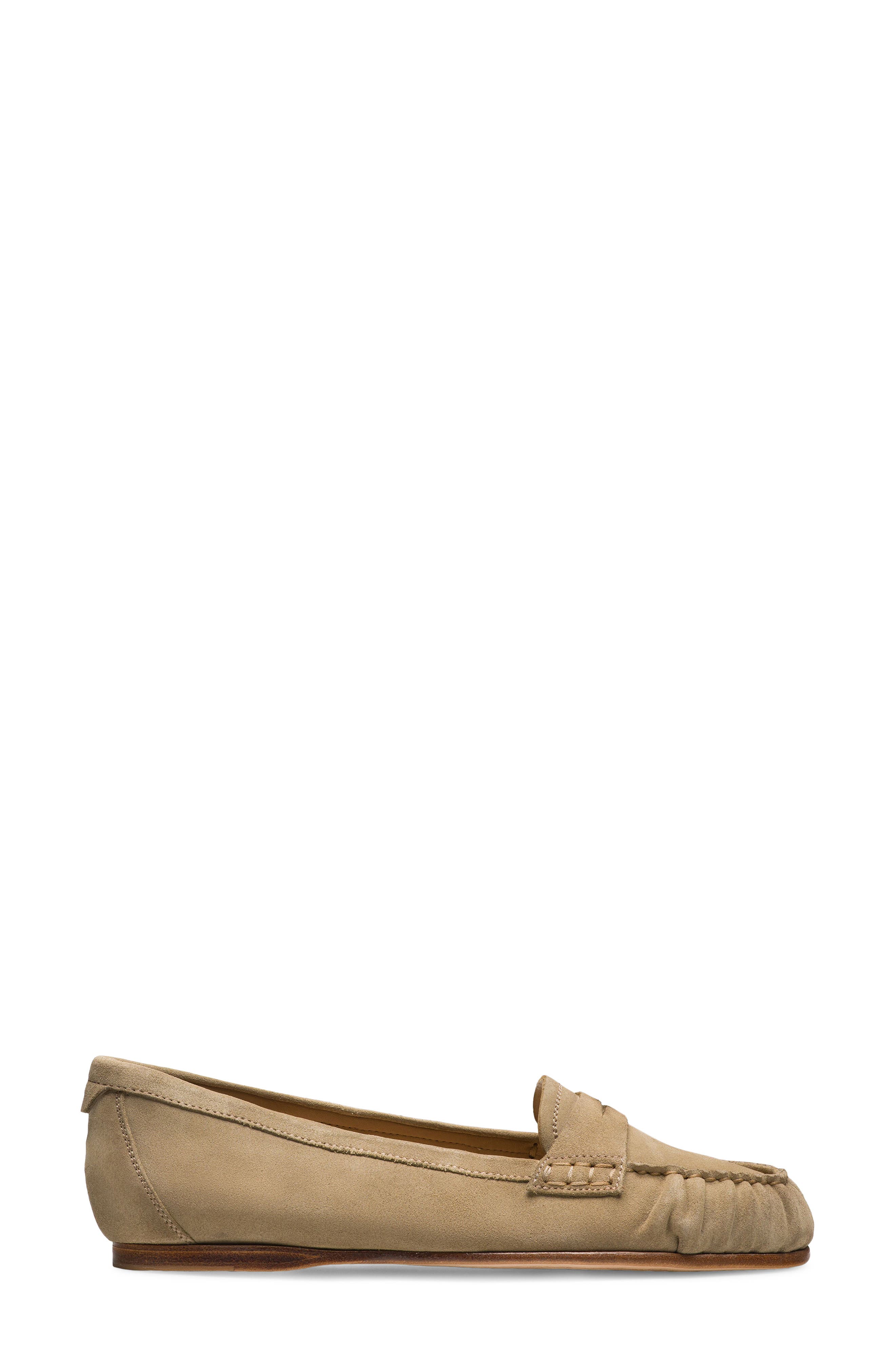 Celina Ruffle Penny Loafer, Alternate, color, CREAM SUEDE
