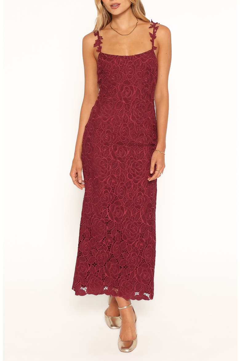 Rosana Lace Maxi Dress, Main, color, CHERRY