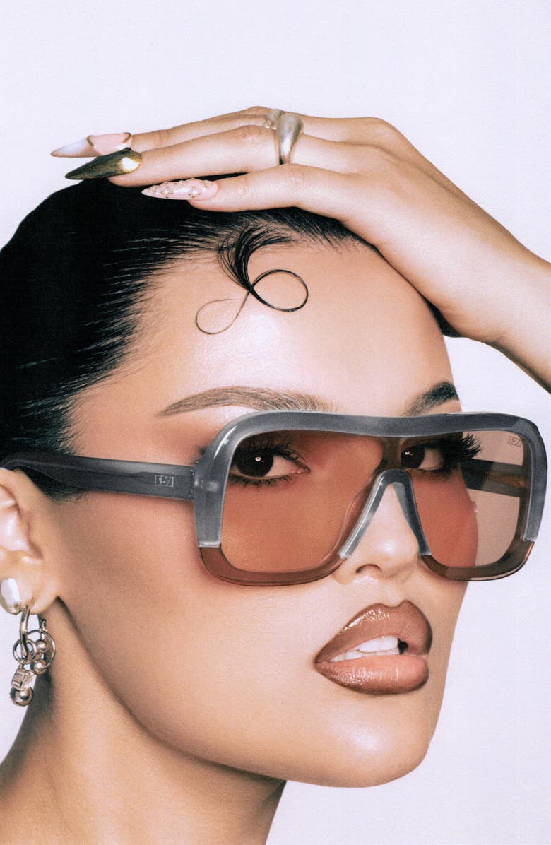 DEZI Afters Shield Sunglasses, Alternate, color, Gray / Warm Copper Brown