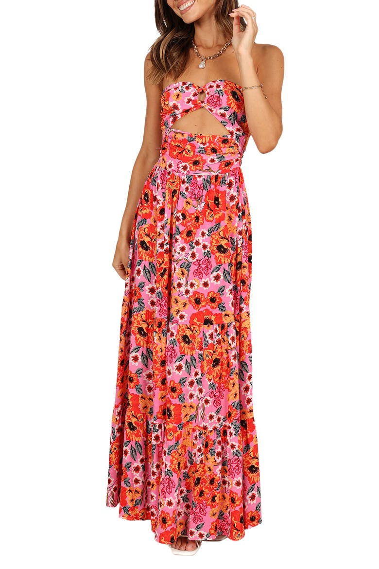 Sarai Floral Cutout Maxi Dress, Main, color, PINK