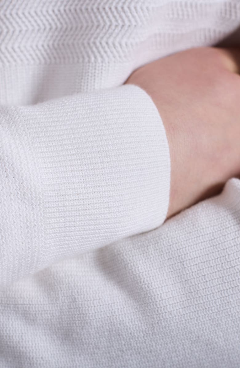 Bugatchi Mixed Stitch Cotton Crewneck Sweater, Alternate, color, Chalk