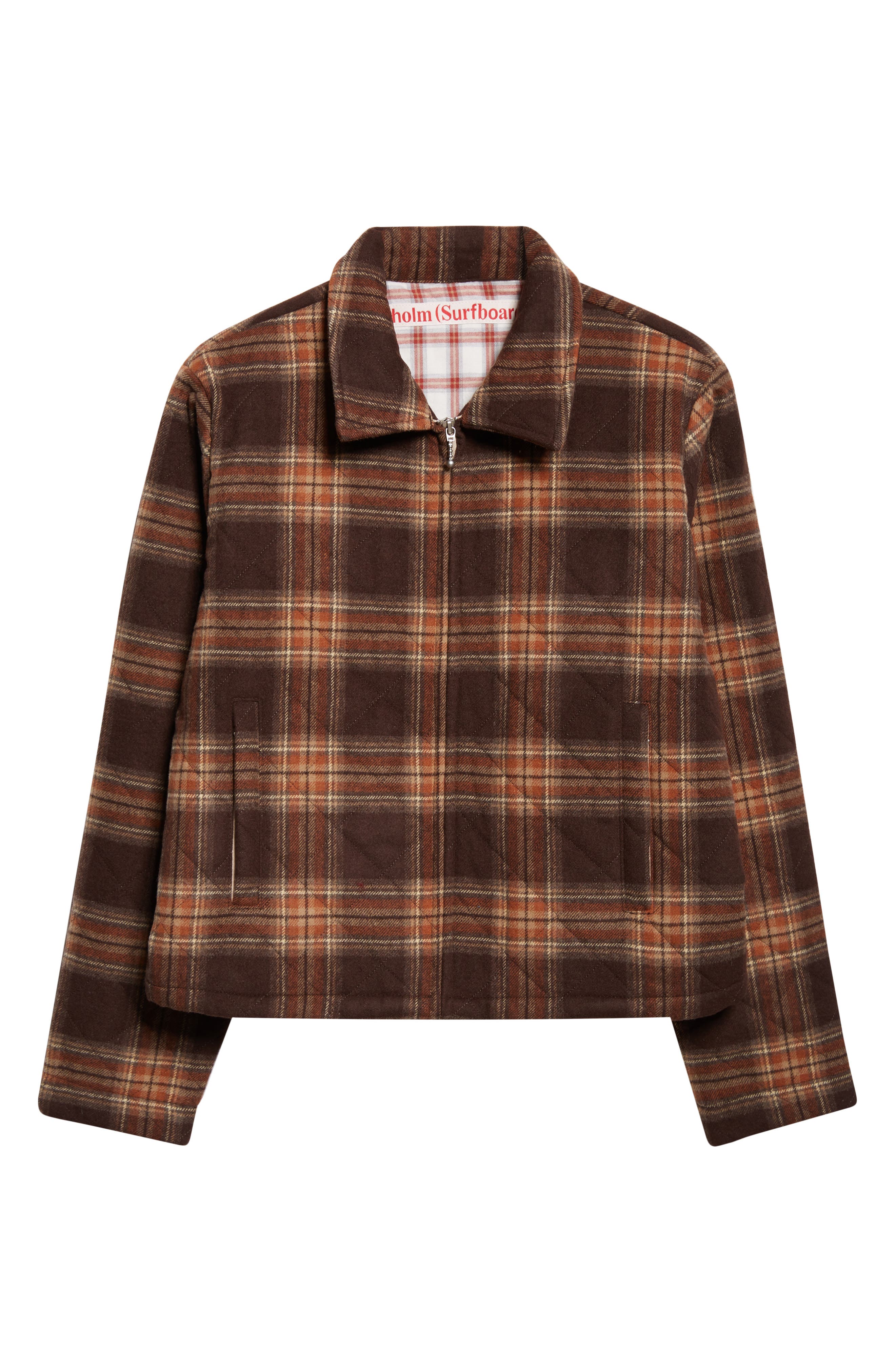 STOCKHOLM SURFBOARD CLUB Phil Plaid Quilted Jacket in Brown Check 