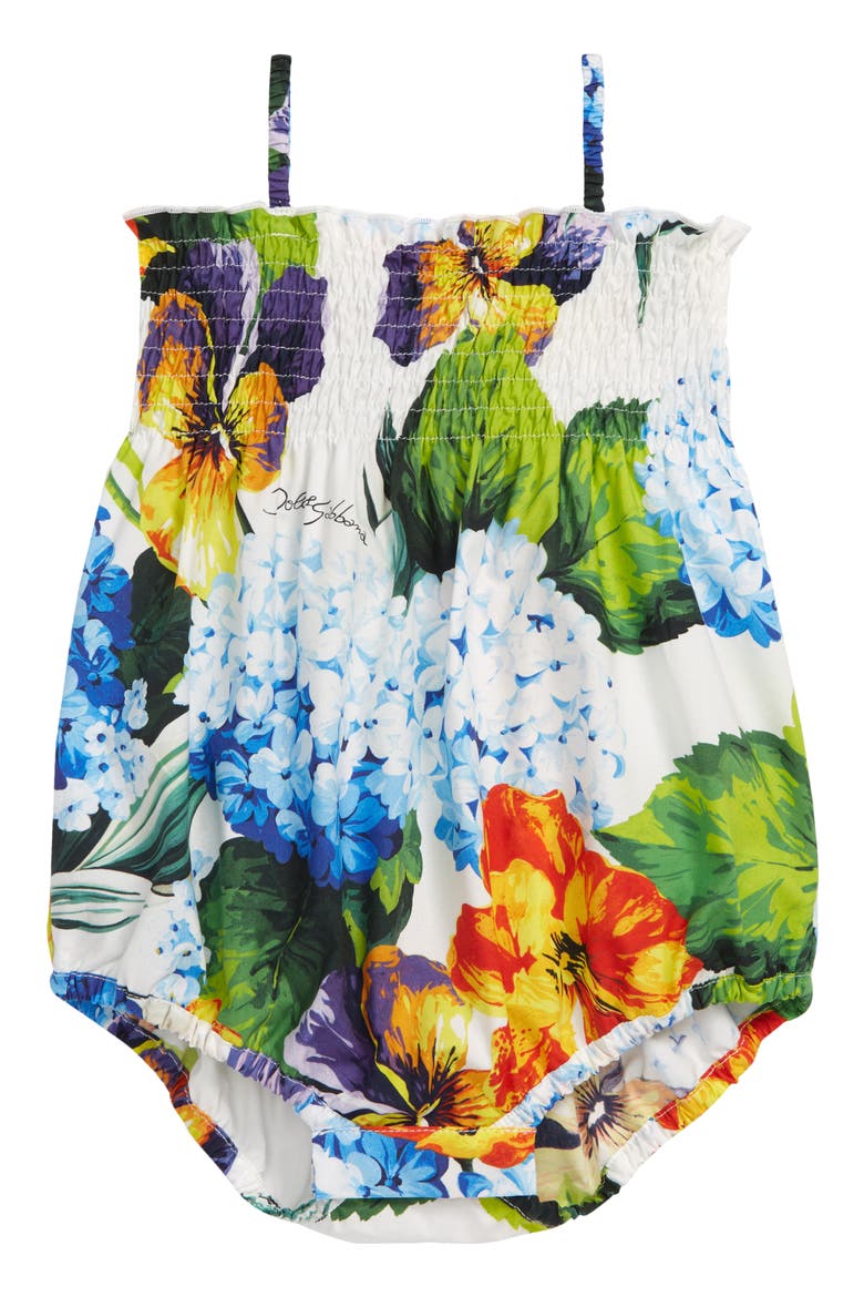 Hydrangea Print Romper, Main, color, ORTENSIE VIOLE TTE FD