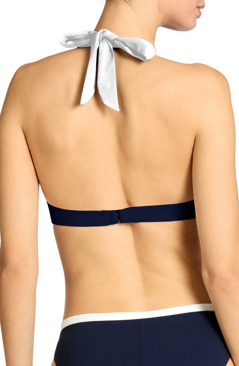 Robin Piccone Jacqui Keyhole Bikini Top, Alternate, color, Navy/ Grass/ Cream