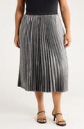 Caslon® Pleated Metallic Midi Skirt