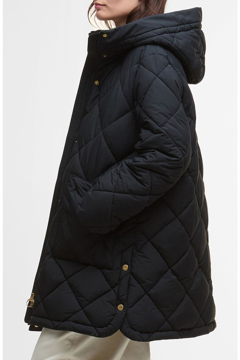 Kailyn Quilted Hooded Coat, Alternate, color, BLACK/ CLASSIC TARTAN