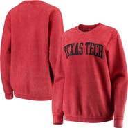 PRESSBOX Women's Pressbox Red Texas Tech Red Raiders Comfy Cord Vintage Wash Basic Arch Pullover Sweatshirt