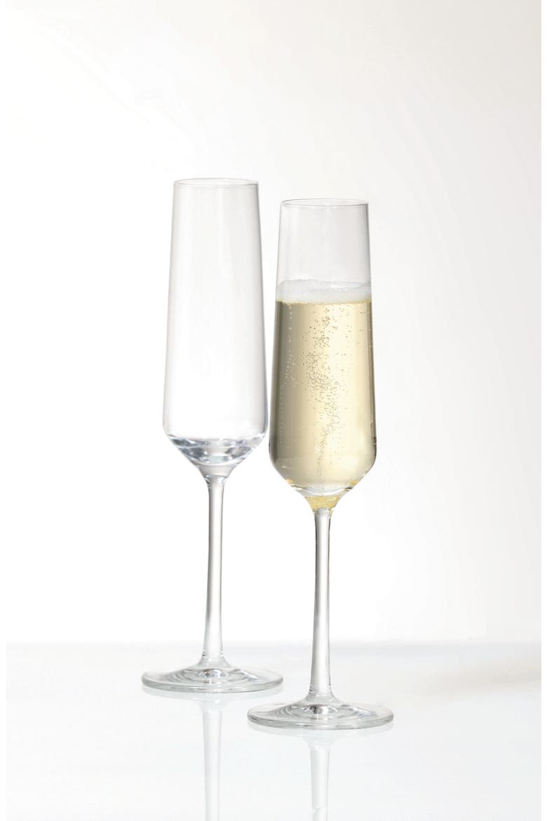 Set of 2 Pure Champagne Flutes, Alternate, color, CLEAR