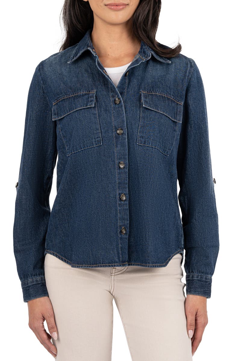 KUT from the Kloth Analeah Denim Button-Up Shirt, Main, color, 