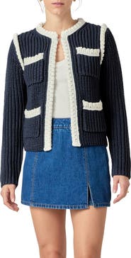 English Factory Colorblock Braided Cardigan