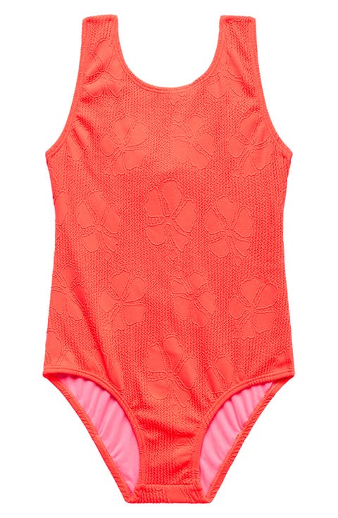 Kids' Jacquard Open Back One-Piece Swimsuit (Big Kid)