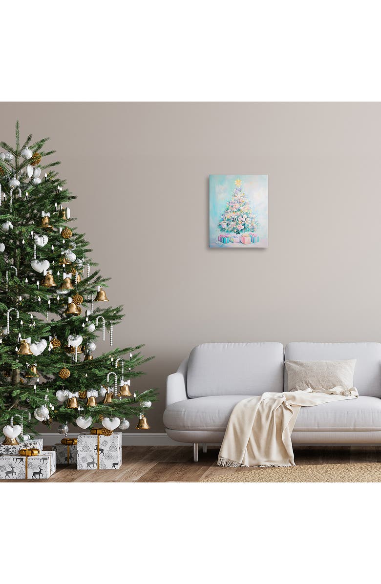 Stupell Industries Pastel Christmas Tree Canvas Wall Art, Alternate, color, Blue