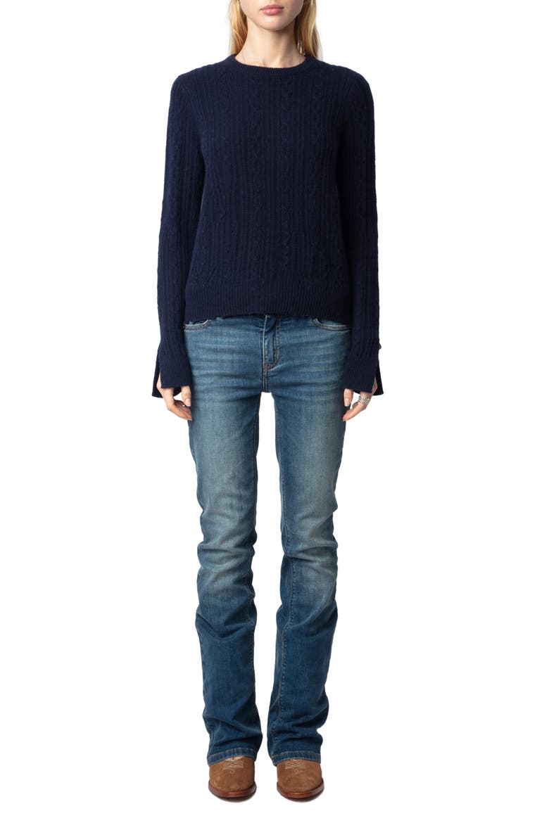 Jonasson Cable Knit Cashmere Sweater, Alternate, color, ENCRE