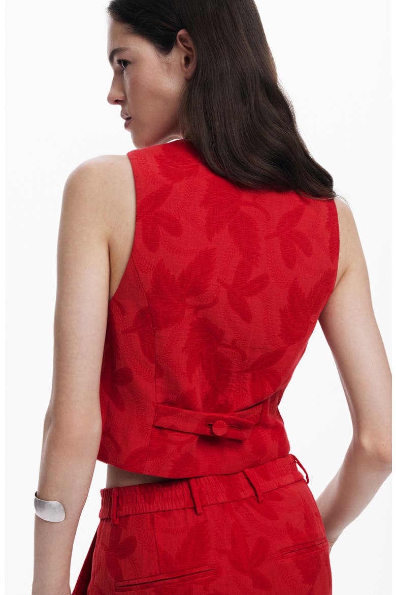Button Front Vest, Alternate, color, ORANGE RED