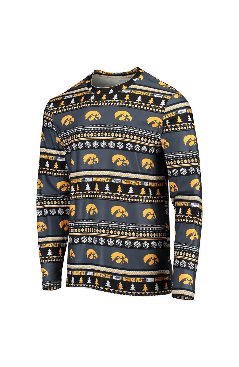 CONCEPTS SPORT Men's Concepts Sport Black Iowa Hawkeyes Ugly Sweater Long Sleeve T-Shirt and Pants Sleep Set, Alternate, color, Black
