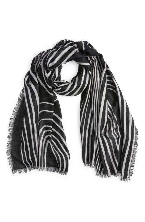 Nordstrom Eyelash Trim Print Cashmere & Silk Wrap In Black