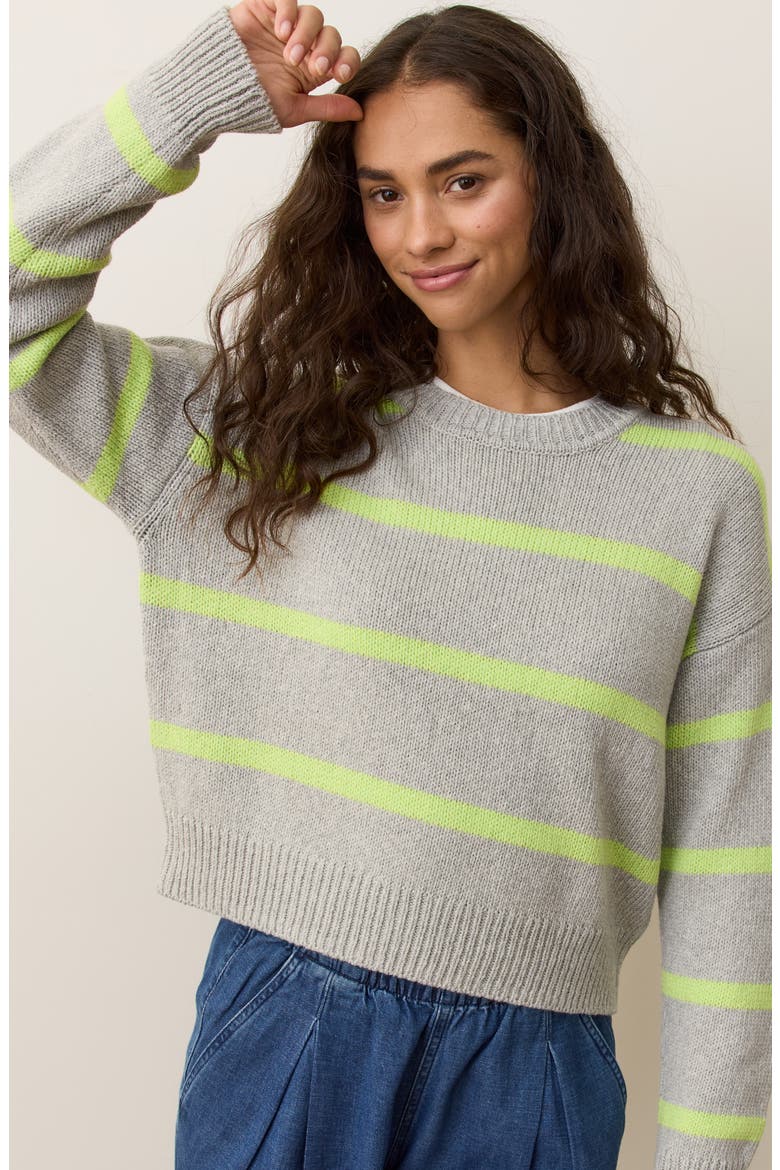 Berkeley Crewneck Sweater, Alternate, color, LIME STRIPE