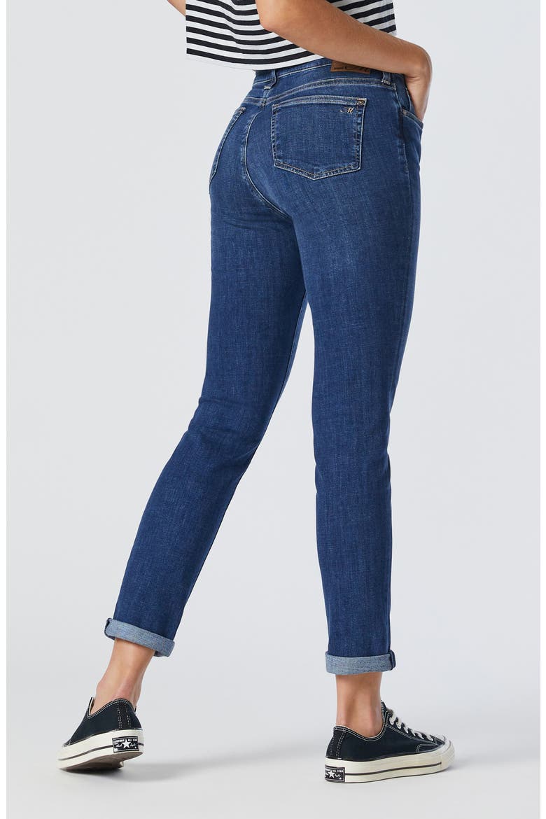 Kathleen Mid Waist Slim Boyfriend Jeans, Alternate, color, MID FEATHER BLUE