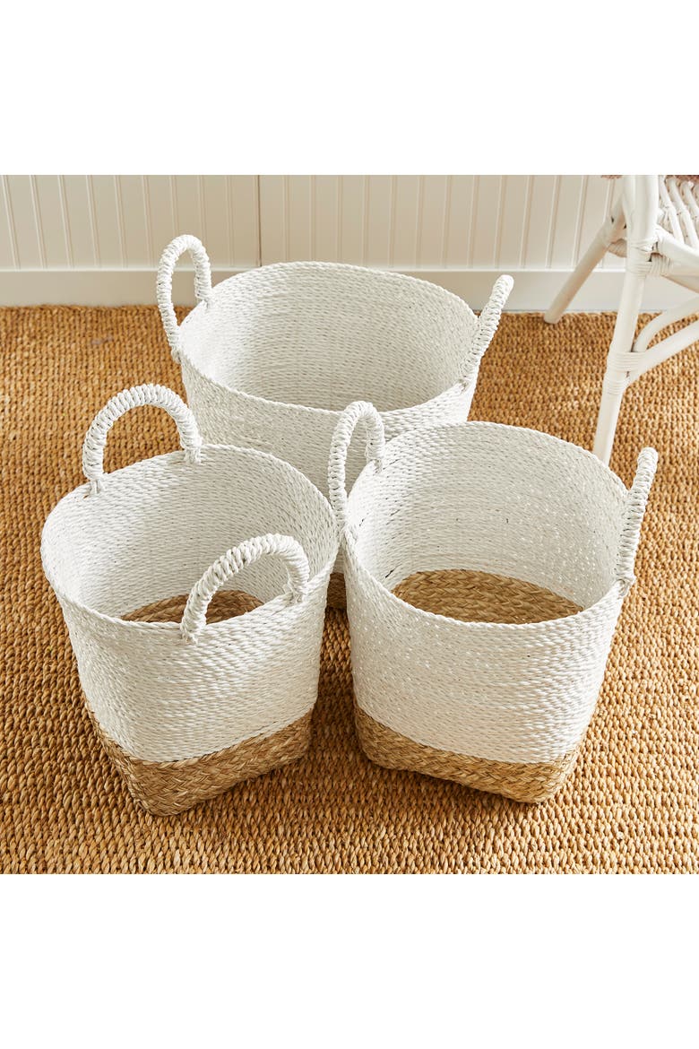Madura Market Baskets Set of 3, Alternate, color, White