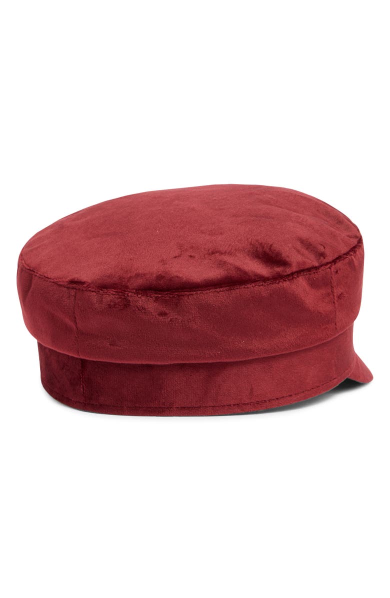 The Accessory Collective Kids' Velvet Cabby Hat, Alternate, color, Red