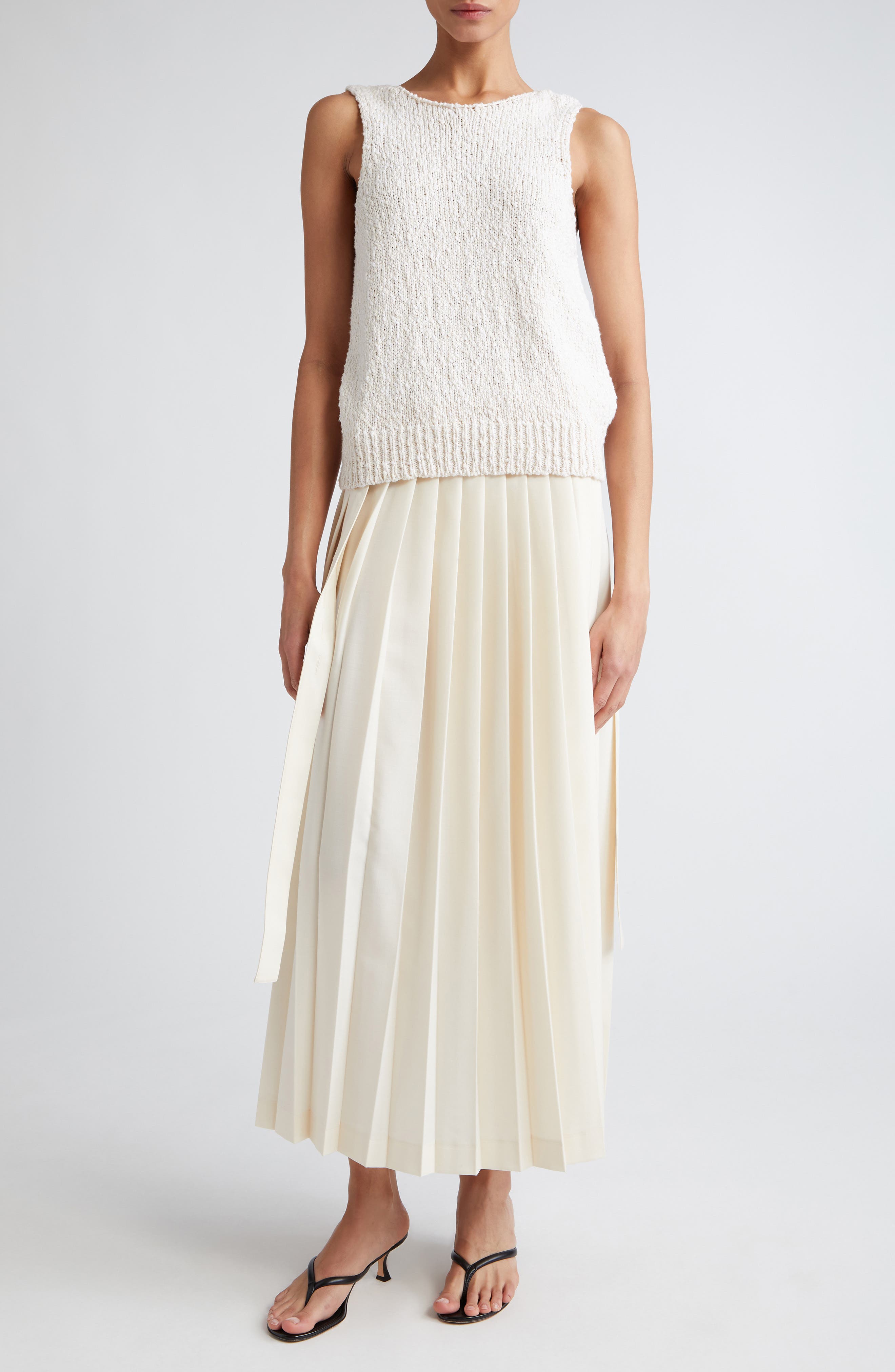 Pleated Wool Blend Wrap Skirt - image 2