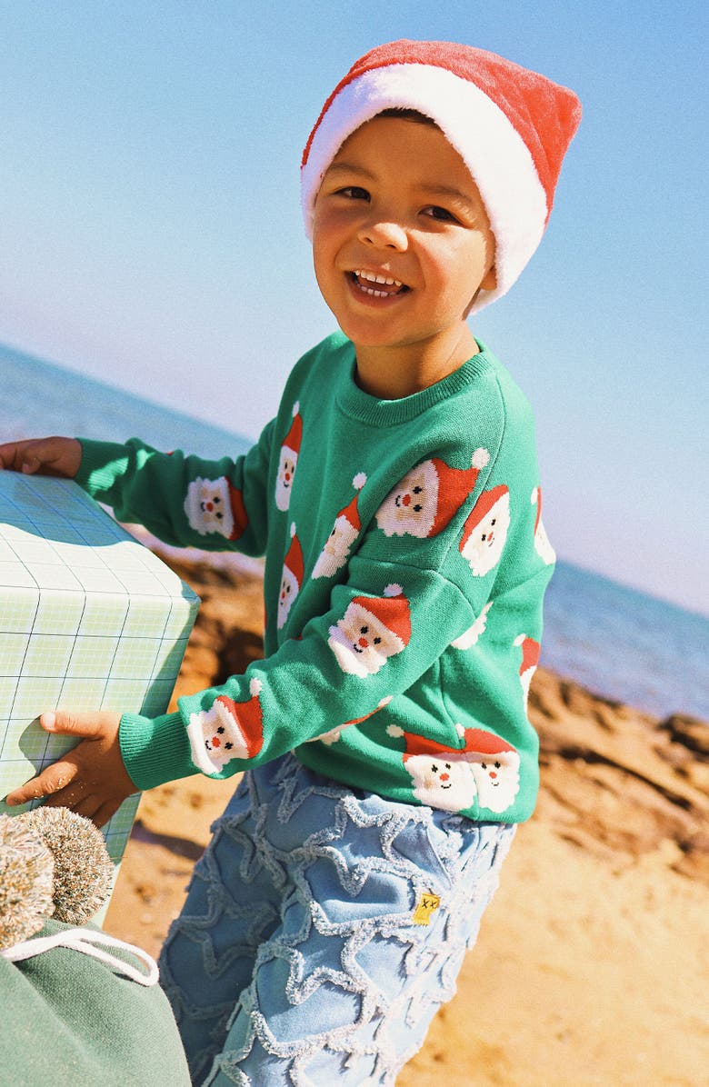 Rock Your Kid Kids
 Cotton Crewneck Sweater, Alternate, color, Green Santa