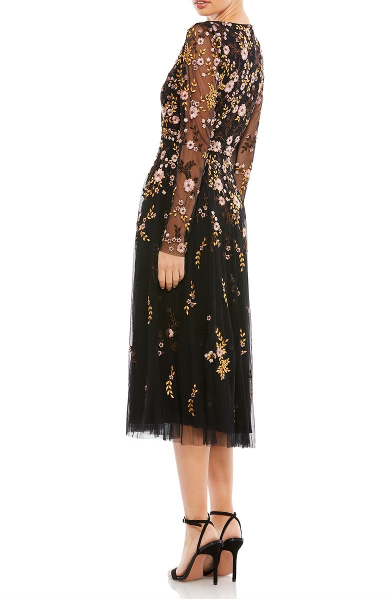 Mac Duggal Floral Embroidered A-Line Cocktail Dress, Alternate, color, Black Multi