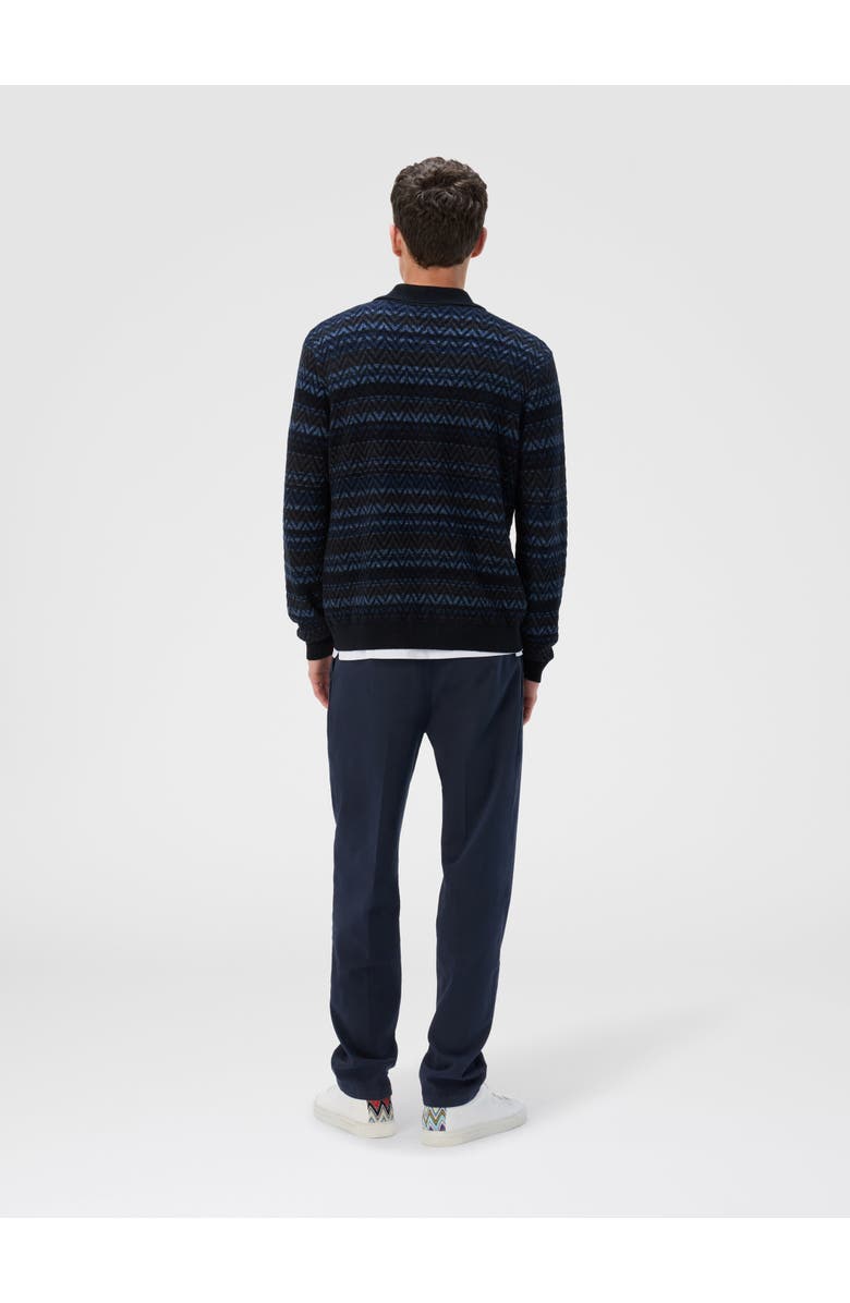 Missoni Cardigan With Zigzag And Stripe Pattern, Alternate, color, Black & Blue