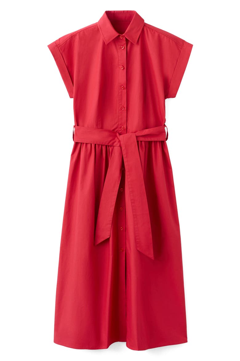Tie Belt Shirtdress, Main, color, RED