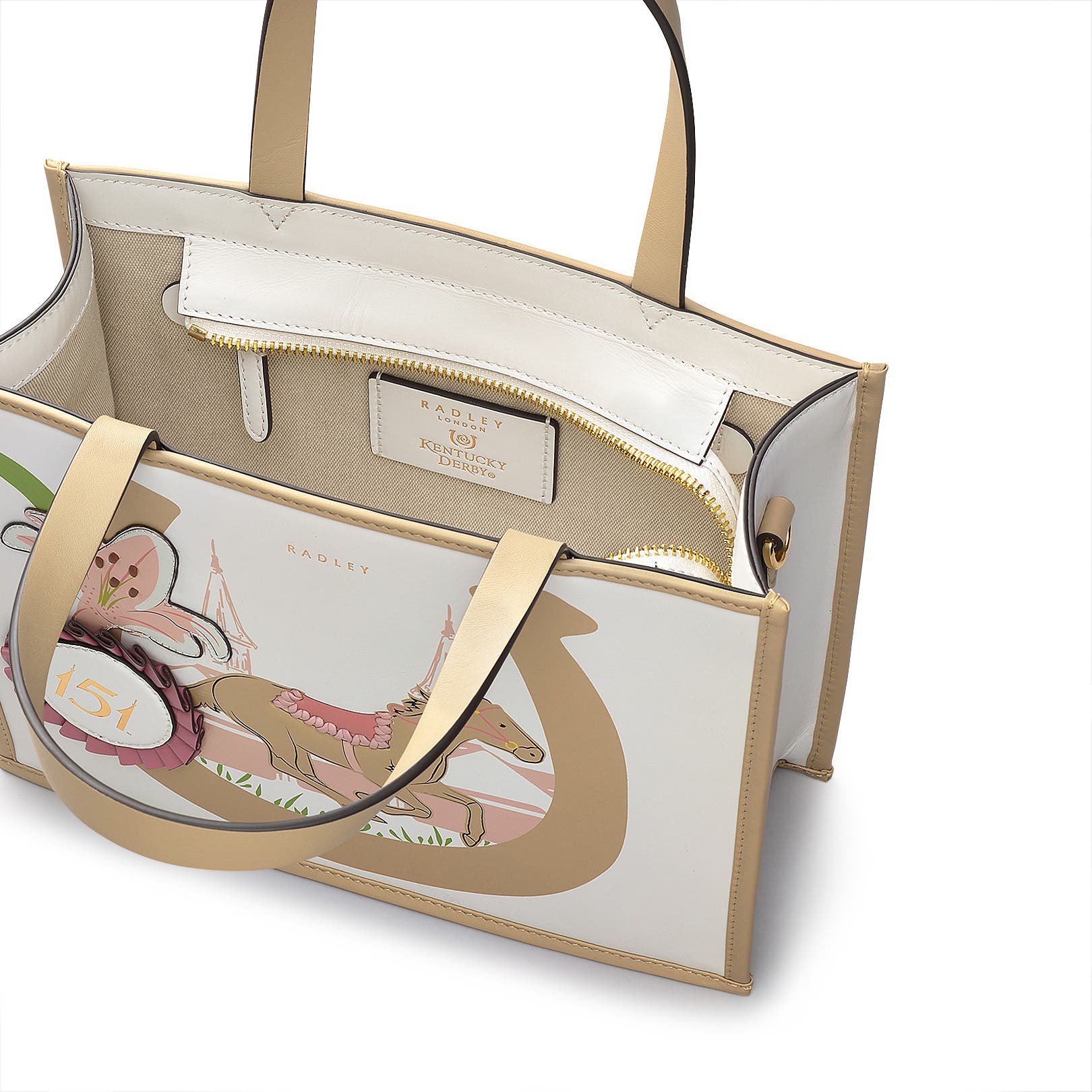 Radley Kentucky Derby SS25 Small Open Top Satchel Bag, Alternate, color, Chalk