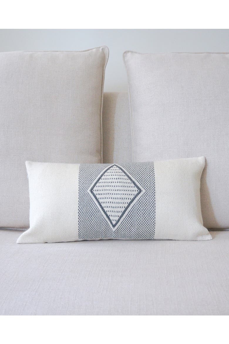 Diamante Lumbar Pillow with Border in Black, Alternate, color, Black/Ivory