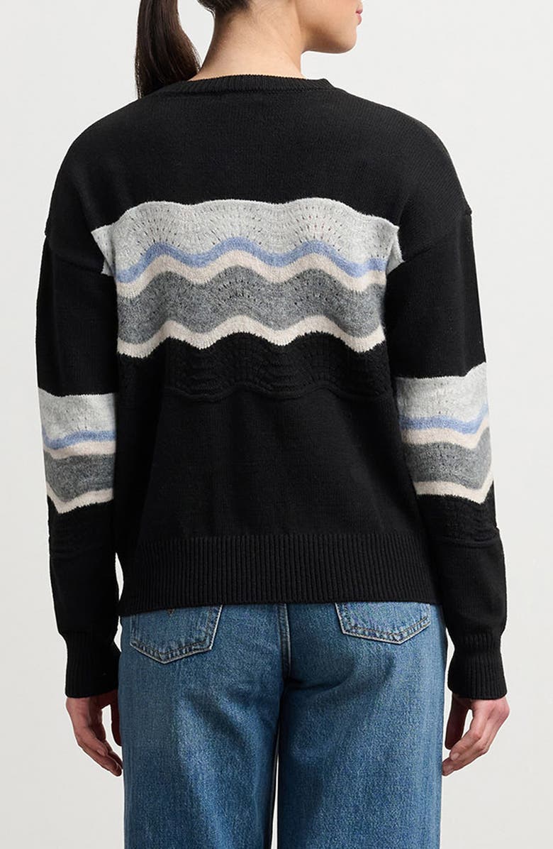 Hatley Pointelle Wave Sweater, Alternate, color, Black