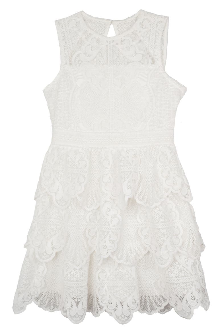 Kids' Lace Party Dress, Main, color, WHITE