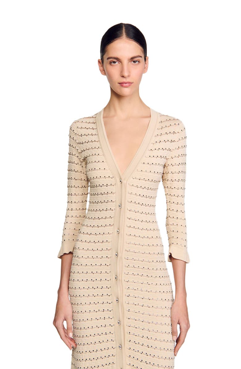 SANDRO Rhinestone knit maxi dress, Alternate, color,