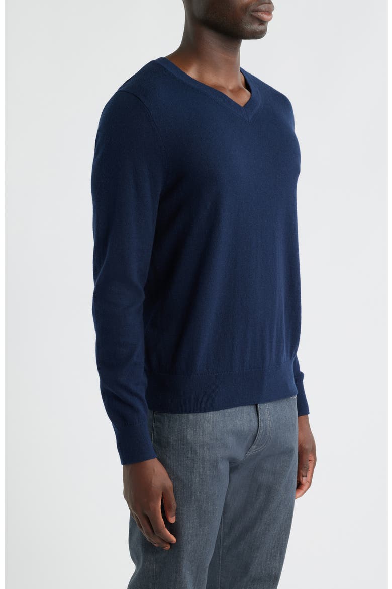 Cotton & Cashmere V-Neck Sweater, Alternate, color, NAVY NIGHT