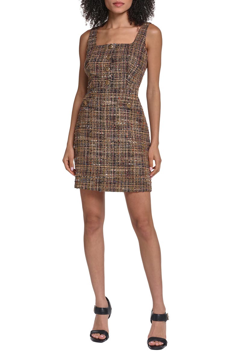 Sleeveless Tweed Minidress, Main, color, GOLD MULTI