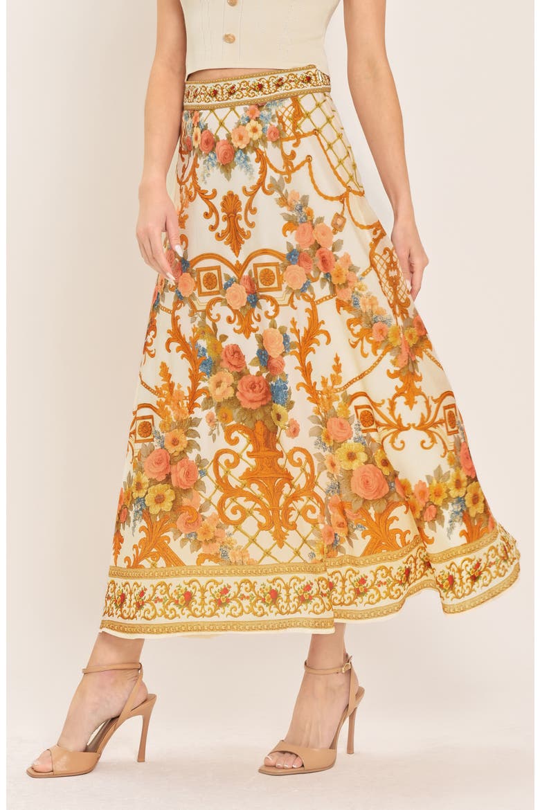 Print Midi Skirt, Alternate, color, IVORY