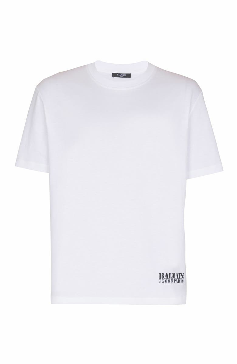 Balmain Small Balmain Stamp Printed T-Shirt, Alternate, color, White