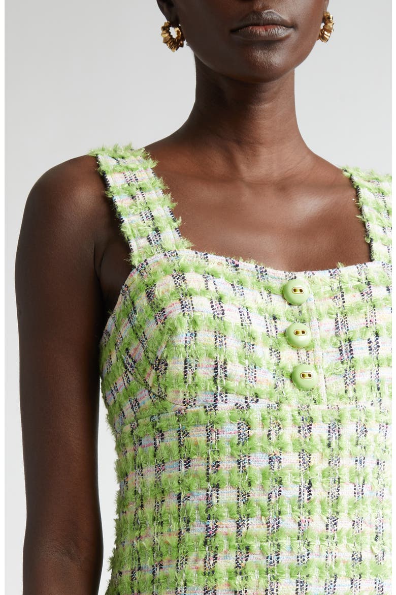 Plaid Eyelash Tweed Sheath Minidress, Alternate, color, CACTUS/ IVORY MULTI