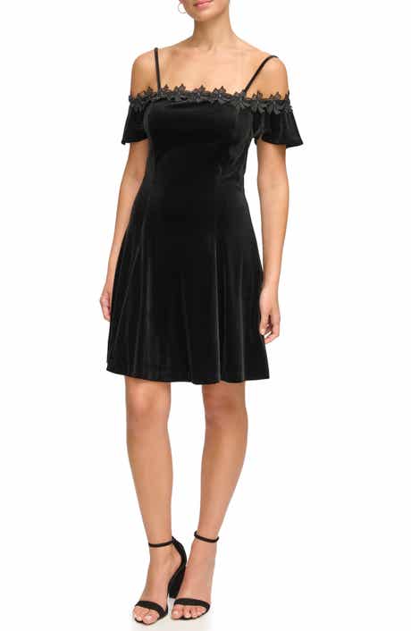 Kensie Stretch Velvet Off-the-Shoulder Dress