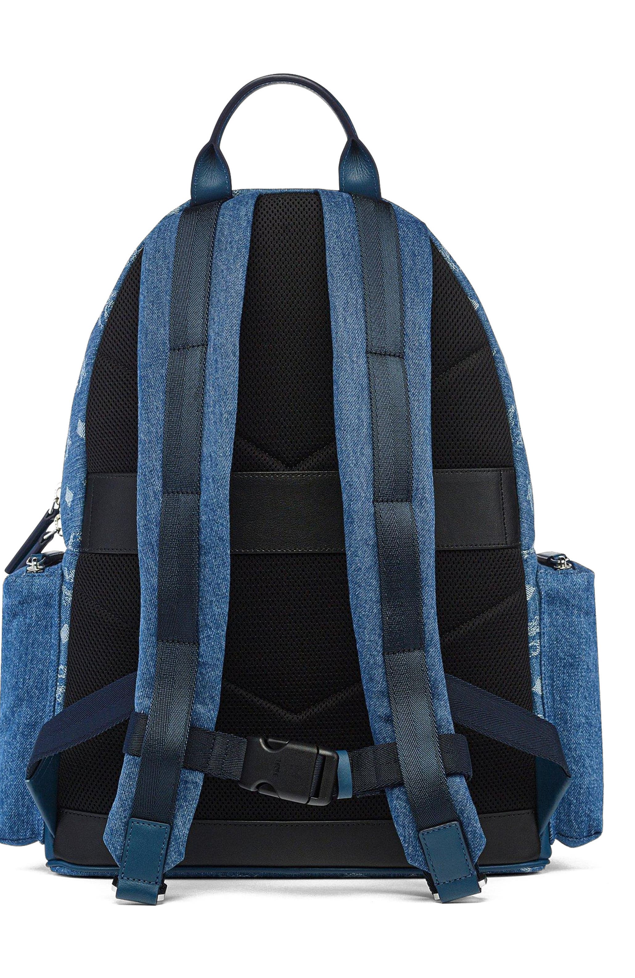 MCM Stark Backpack in Monogram Denim Jacquard, Alternate, color, 