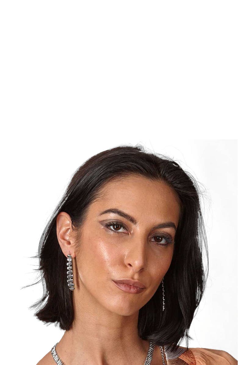 Lucy Quartermaine Egyptian Temple Long Earrings, Alternate, color, Sterling Silver