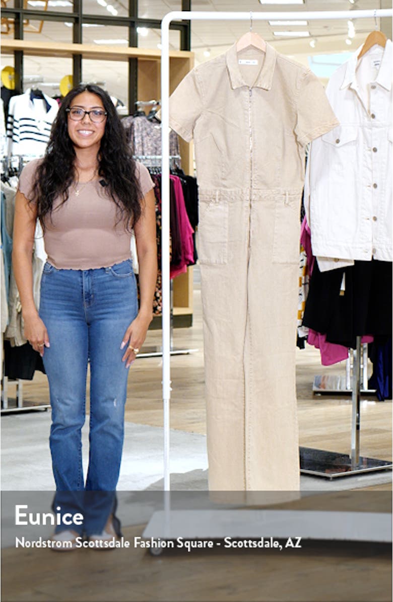 Short Sleeve Denim Jumpsuit, sales video thumbnail