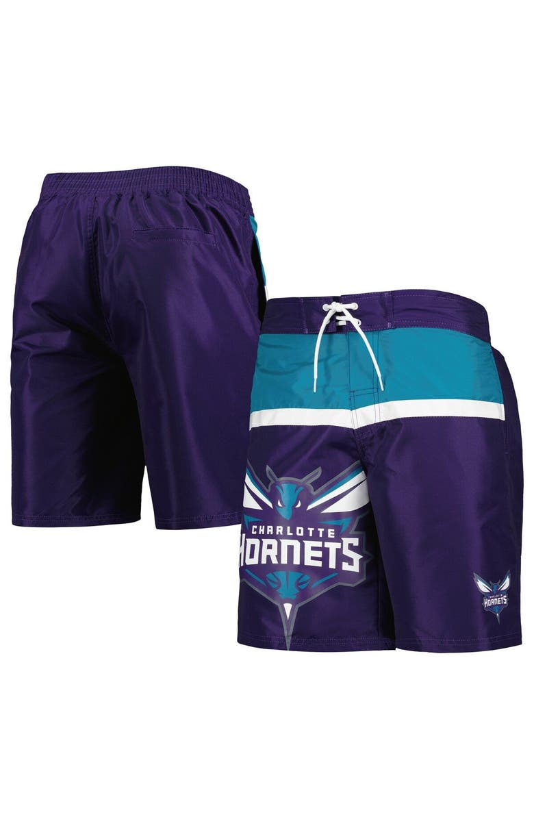 G-III SPORTS BY CARL BANKS Men's G-III Sports by Carl Banks Purple Charlotte Hornets Sea Wind Swim Trunks, Main, color, 