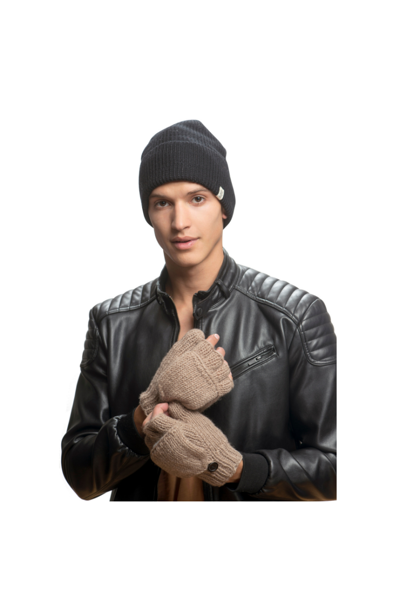 Nirvanna Designs Fingerless Gloves With Button Flap and Fleece Lining, Alternate, color, Charcoal