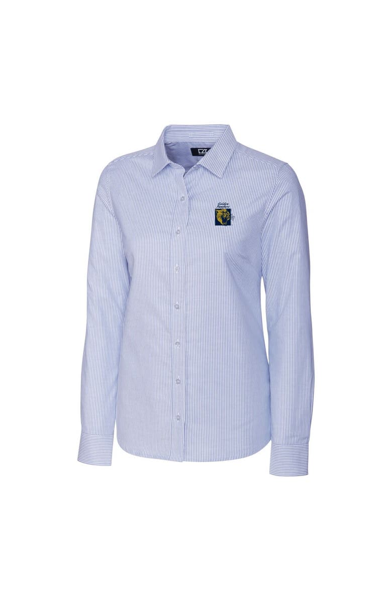 Cutter & Buck Women's Cutter & Buck Light Blue FIU Panthers Oxford Stripe Stretch Long Sleeve Button-Up Shirt, Alternate, color, 